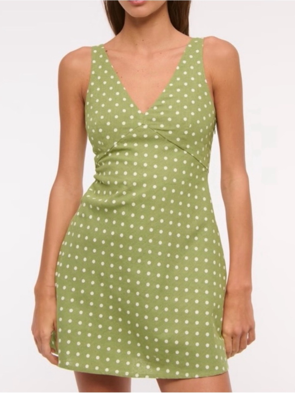 Abercrombie V-Neck Linen-Blend Mini Dress